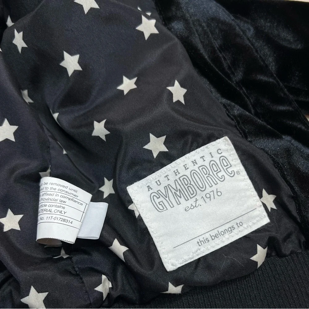 Gymboree Girls S‎ 5/6 Black Velour Jacket Full Zip Star Lining Gold Trim